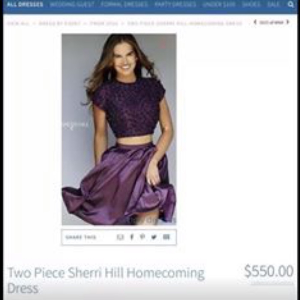 Sherri Hill beautiful Purple 2 pc beaded dress
